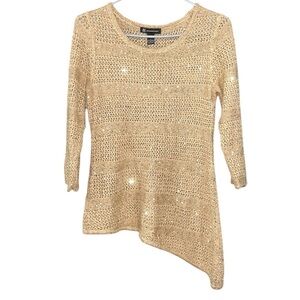 Gold Sequin Knitted Top - Unique & Glamorous ✨  INC, size Large